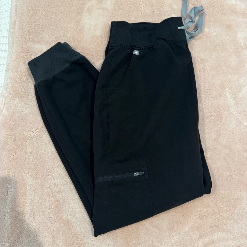 Figs Black Jogger Pants with Gray Accents
